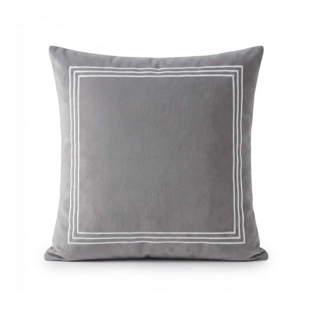 A&L °171 Velvet Cushion Cover - Embroidered Border Scatter Cushion