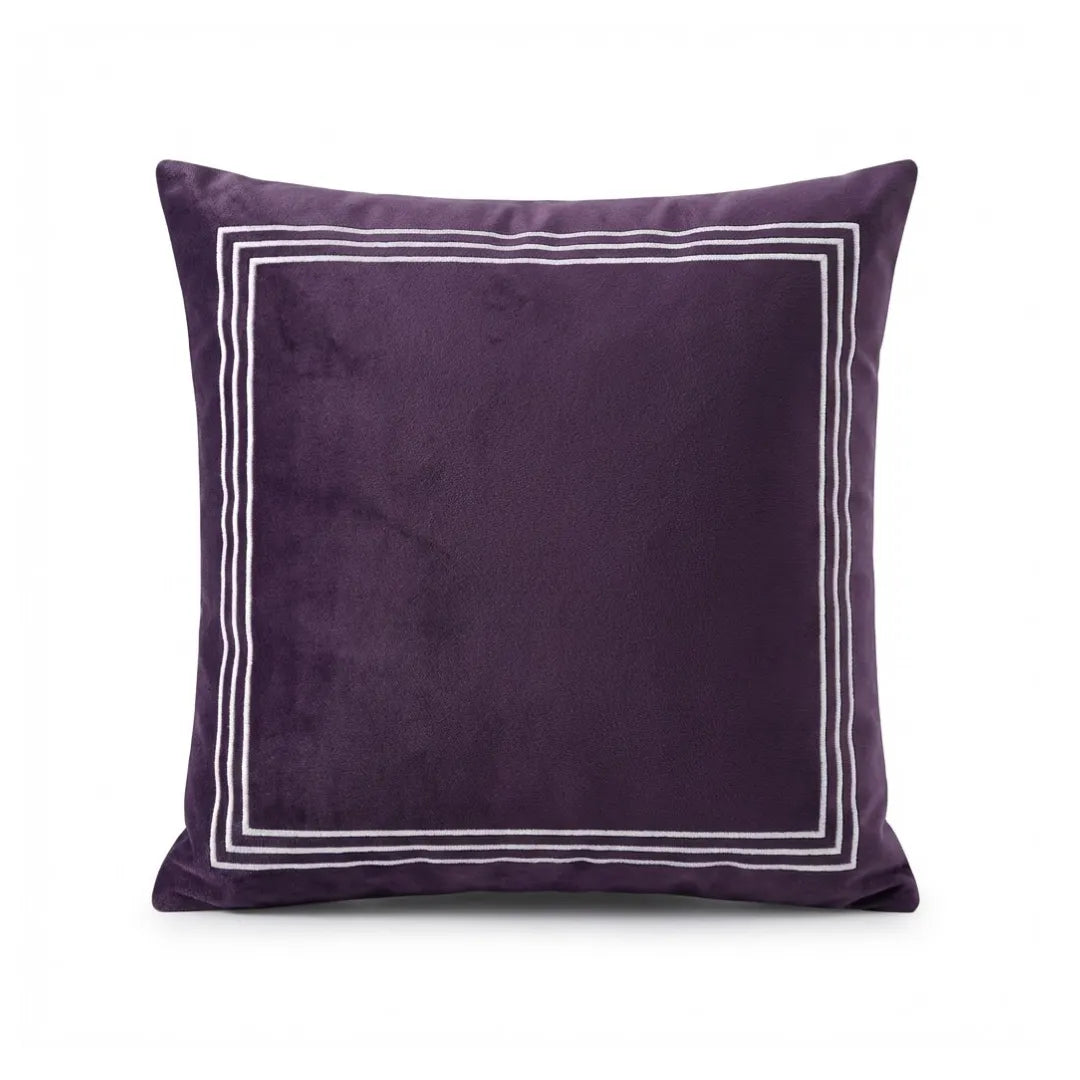 A&L °171 Velvet Cushion Cover - Embroidered Border Scatter Cushion