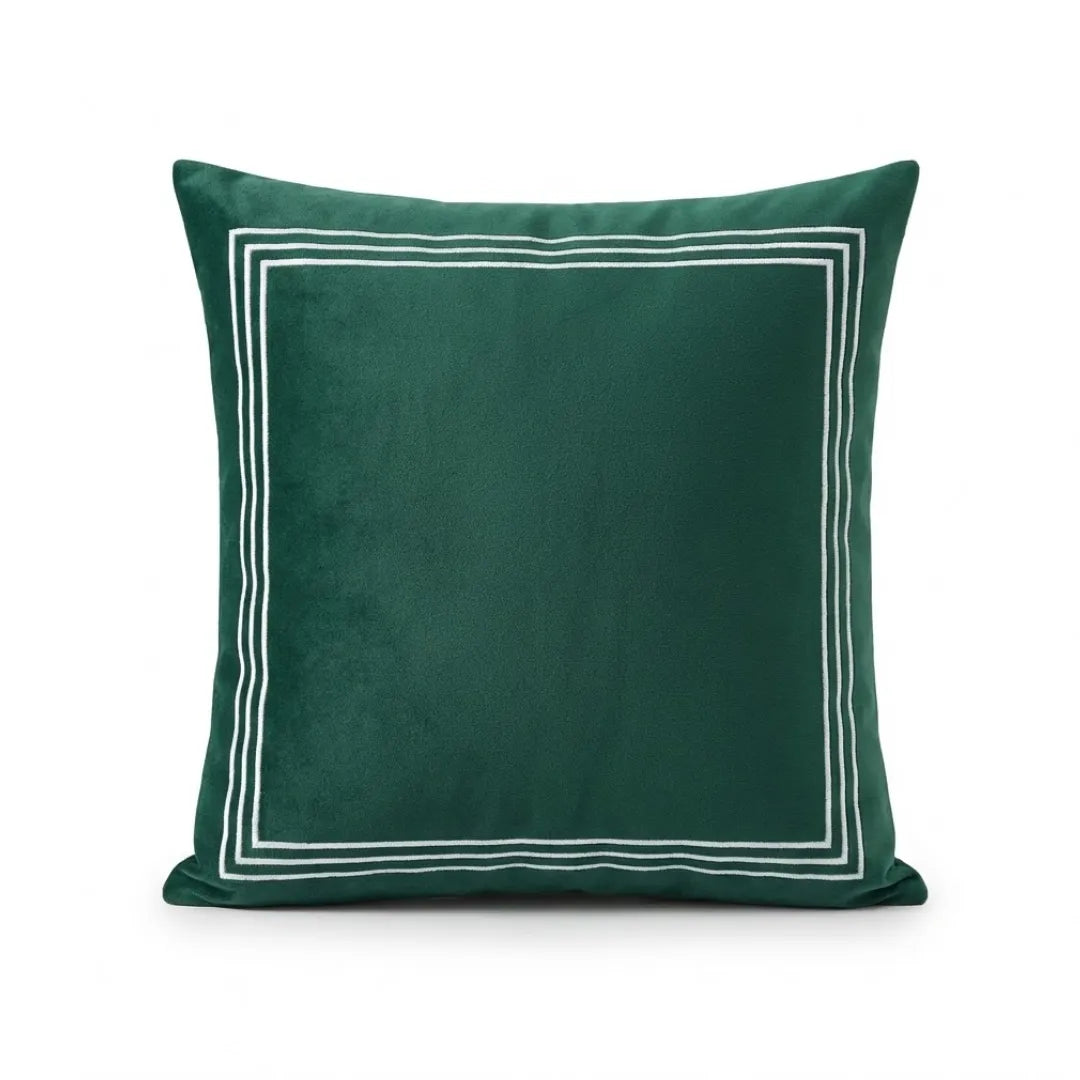 A&L °171 Velvet Cushion Cover - Embroidered Border Scatter Cushion