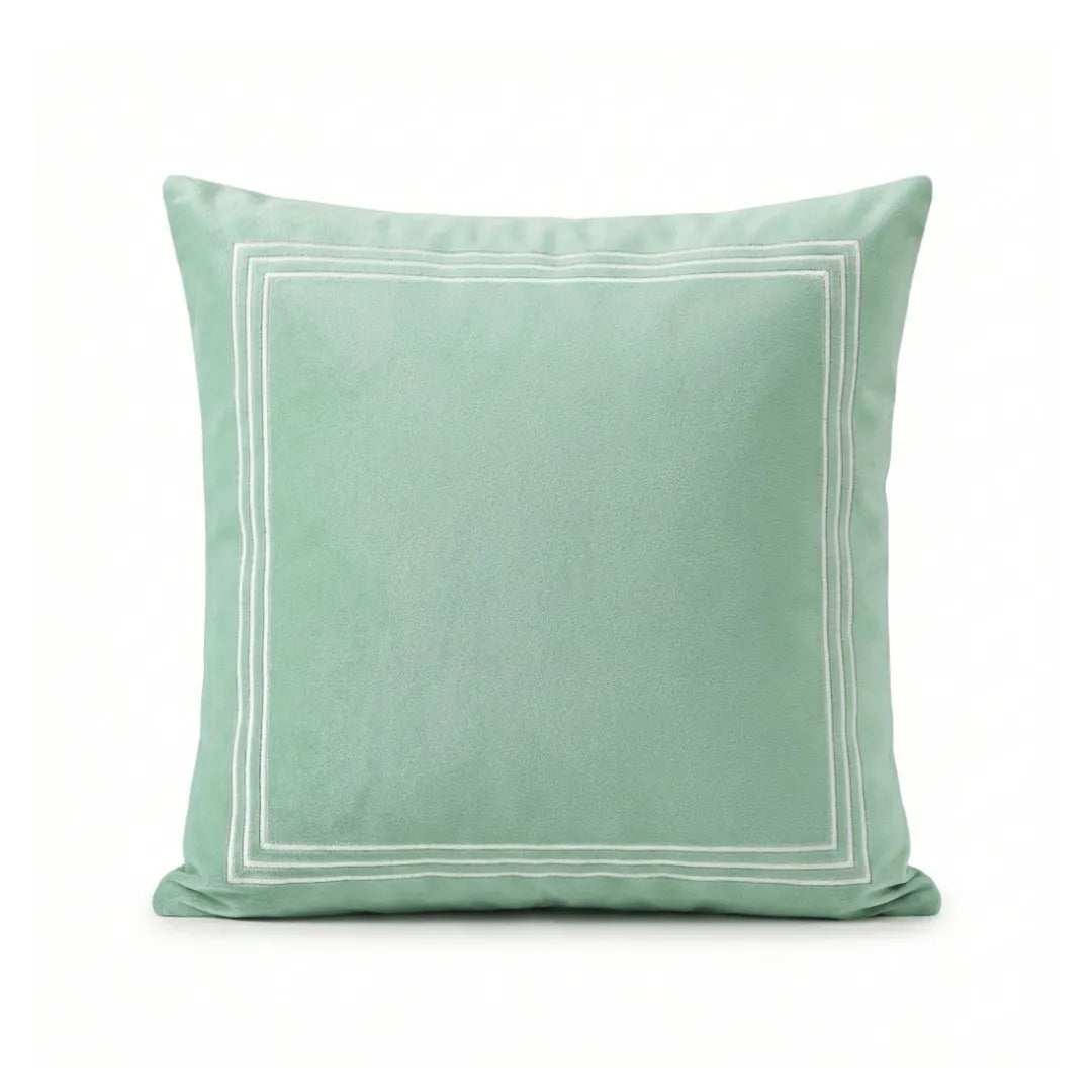 A&L °171 Velvet Cushion Cover - Embroidered Border Scatter Cushion