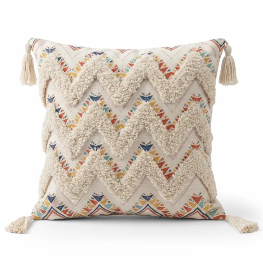 A&L °173 Boho Textured Cushion Cover - Tufted Geometric Design