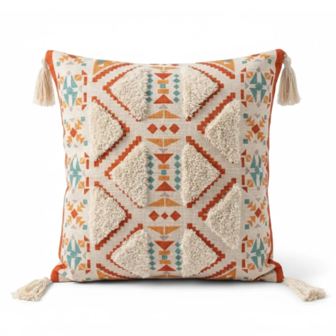 A&L °173 Boho Textured Cushion Cover - Tufted Geometric Design