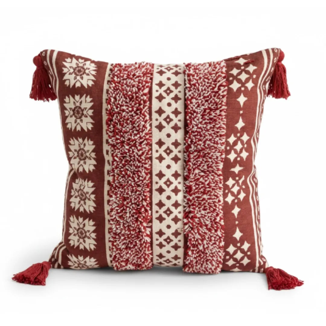 A&L °173 Boho Textured Cushion Cover - Tufted Geometric Design