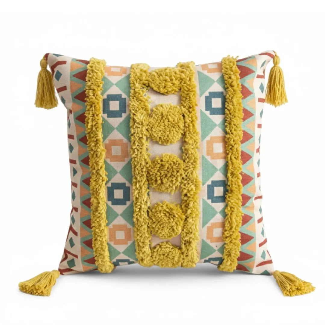 A&L °173 Boho Textured Cushion Cover - Tufted Geometric Design