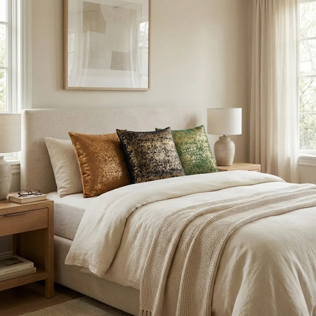A&L °180 Velvet cushion cover - Modern Foil Print Decorative Sofa Pillow