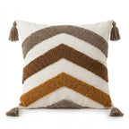 A&L °186 Boho Chevron Cushion Cover – Tufted Sofa Cushion with Tassels