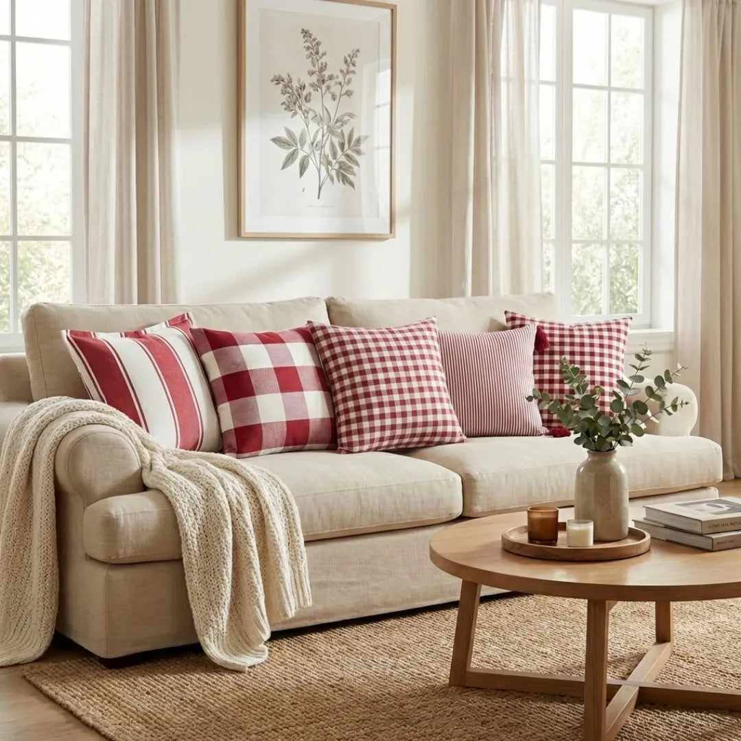 A&L °188 Red Decorative Cushion Cover - Stripe Sofa Cushion