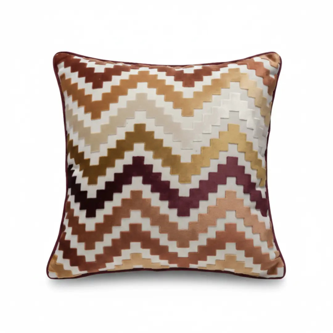 A&L °43 Velvet Cushion Cover – Zigzag Decorative Throw Pillow for Sofa