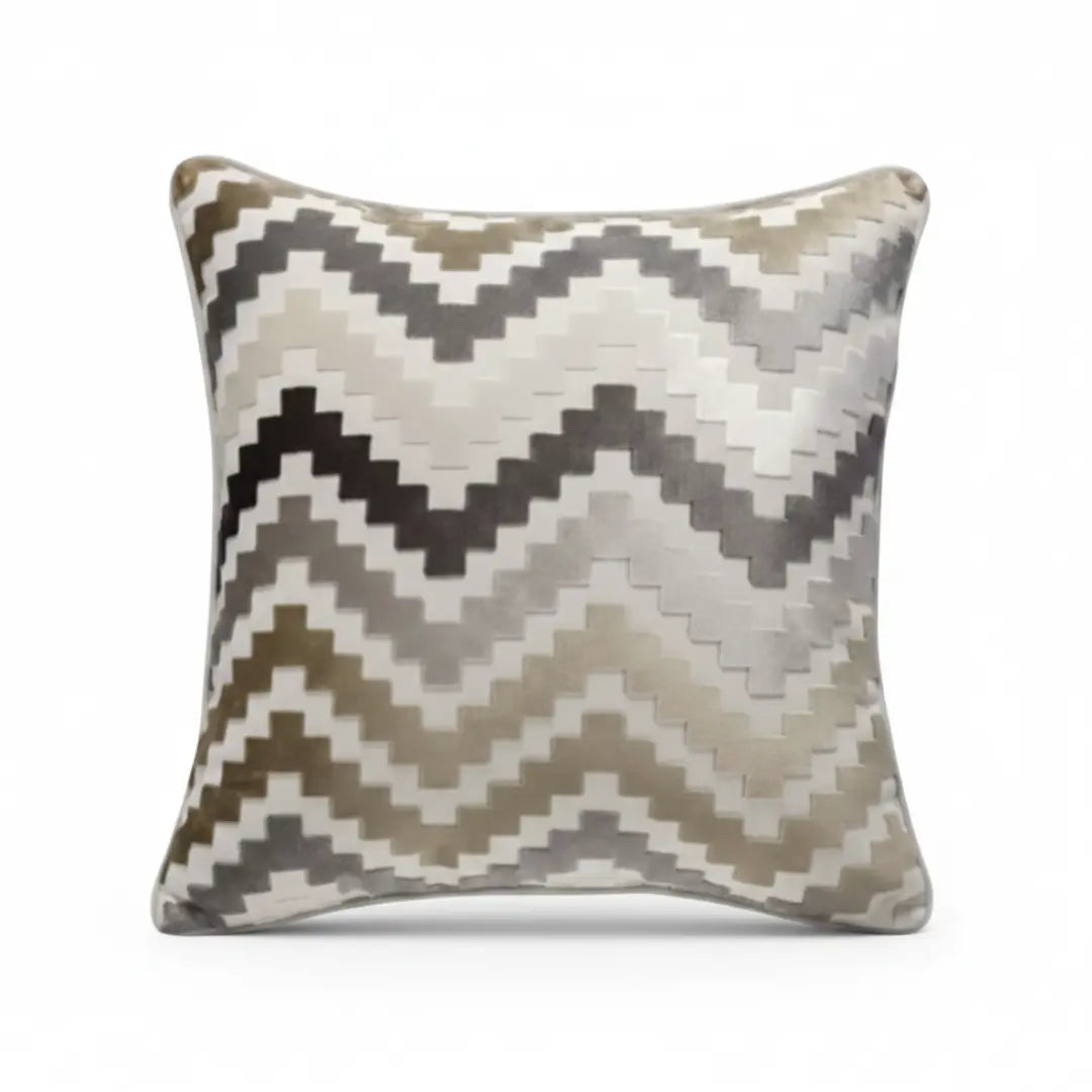 A&L °43 Velvet Cushion Cover – Zigzag Decorative Throw Pillow for Sofa