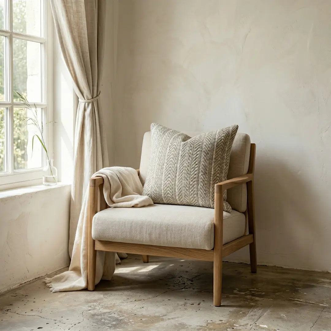 A&L °63 Textured Cushion Cover - Woven Herringbone Decorative Style