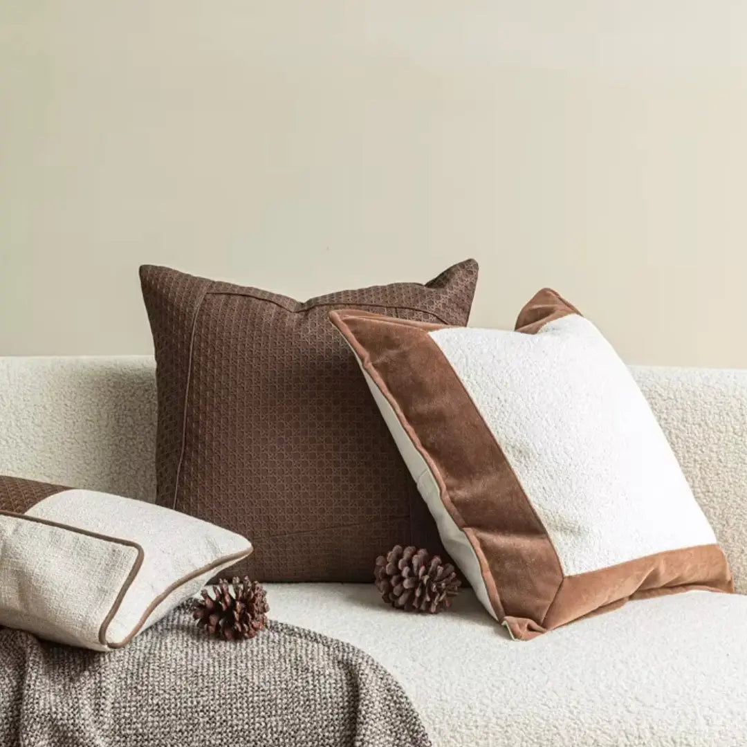 A&L °65 Woven Cushion Cover - Brown Patterned Cushions for Sofa