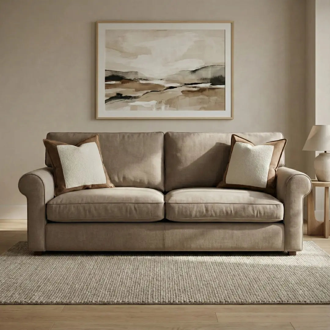 A&L °67 Textured Pillow Cover - Brown Cushion with Soft Contrast Panel
