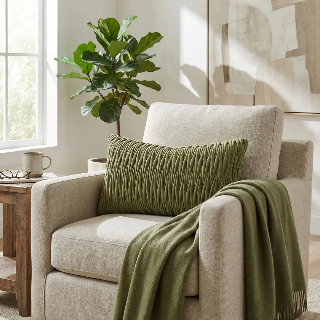 A&L °75 Ruched Texture Lumbar Cushion Cover - Modern Decorative