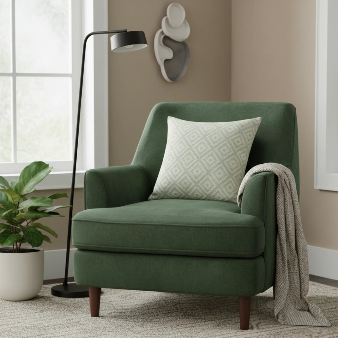 A&L °93 Sage Green Diamond Cushion Cover – Woven Geometric Design