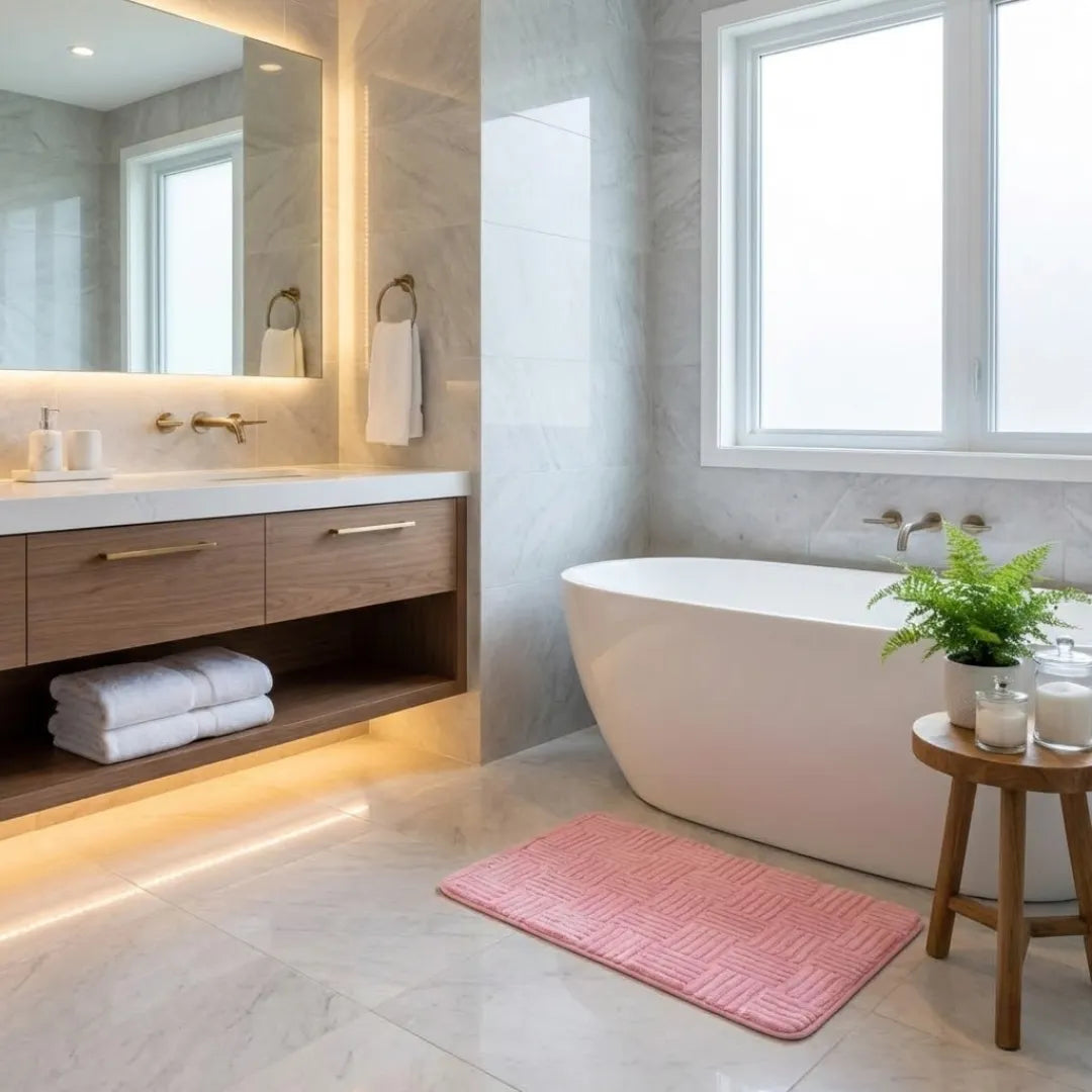 A&L Bath °04 Non Slip Bath Mat – Geometric Patterned Microfibre