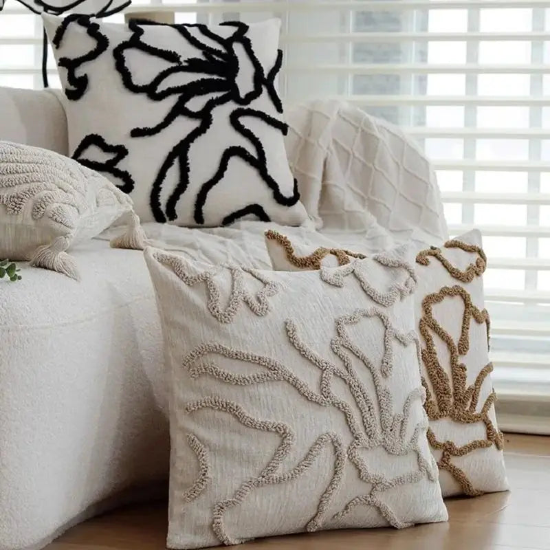 A&L °04 Textured Scatter Cushion – Abstract Linework Design