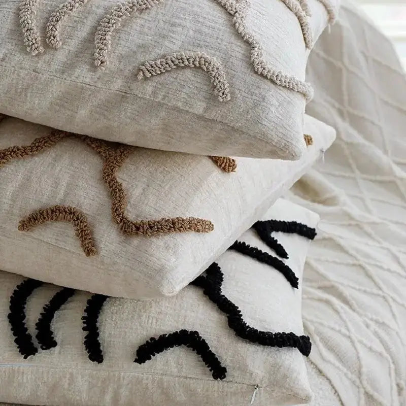 A&L °04 Textured Scatter Cushion – Abstract Linework Design