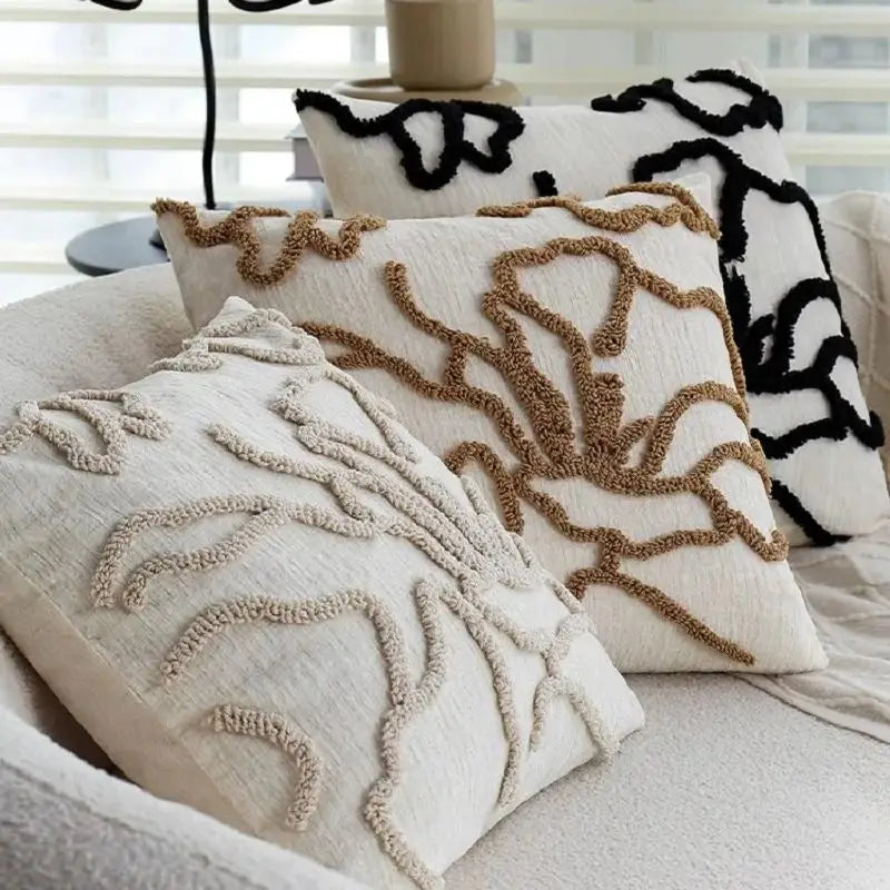 A&L °04 Textured Scatter Cushion – Abstract Linework Design